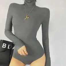 Estilo europeu americano senhoras gola alta bodysuit outono inverno engrossado forro de lã tecido rosqueado alta elástic