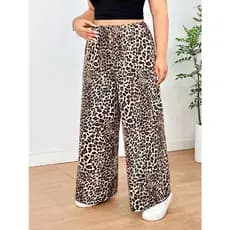 Outono inverno novo estilo calças femininas leopardo impressão em linha reta solta ajuste tamanho grande confortável Cas