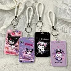 Estojo Para Cartão Kawaii Kuromi , Suporte Deslizante Durável Cartões De Passagem De Estudante , Ônibus E Acesso