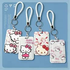 Estojo Para Cartão De Identificação Kawaii Hello Kitty , Capa Protetora Durável Cartões De Refeição Escolar , Controle D