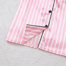 Conjunto de pijama e roupa de lazer feminina com cardigã de manga curta listrado com lapela e shorts de cintura elástica
