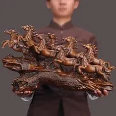 Cavalo de Madeira Decoração Escultura Centro de Mesa Sala Luxo Enfeite Estante Presente Masculino Cavalo Decoração