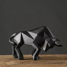 escultura decorativa touro geométrico resina preto decoração minimalista para sala decoração industrial sala presente