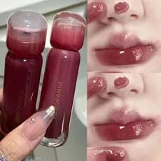 Batom Líquido Hidratante com Brilho Espelhado, Cor Roxo Uva, Maquiagem Transparente para Mulheres Coreanas