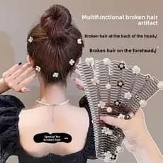 Acessórios de Cabelo com Pérolas de Imitação em Liga, Padrão Rosa Chá, Pente de Cabelo, Ferramentas de Cabeleireiro, Fai
