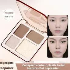 Paleta de 4 Cores de Iluminadores e Bronzers Matte para Contorno Facial, Pó de Maquiagem de Longa Duração para Sombreame