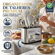 Organizador doméstico de talheres com compartimentos em aço inoxidável para restaurantes