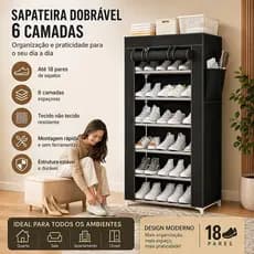 Estante de sapatos com capa de tecido à prova de poeira, multi-camadas que economizam espaço
