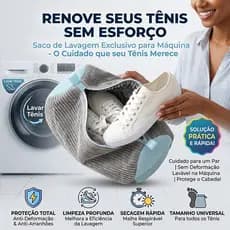 Saco para lavar sapatos com zíper para uso doméstico, saco de limpeza e proteção, saco para lavagem que evita deformaçõe