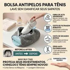Saco de lavagem especial para sapatos, que evita emaranhamento na máquina de lavar