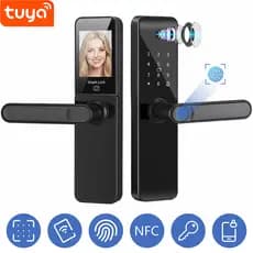 Fechadura Digital Eletrônica Inteligente Wifi Câmera Com Biometria Senha Tuya Impressão Digital, Cartão Nfc, Senha, Desb