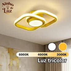 Plafon Lustre LED Decorativo Moderno Luz 3 Cores Luminária para Teto de Sala de Estar Jantar e Quarto（110-220V）