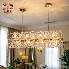Lustre de Cristal K9 Moderno Luxo para Sala de Estar e Sala de Jantar Luminária Pendente Decorativa Soquete G9 luminaria