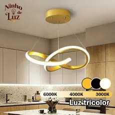 Lustre LED Moderno Controle Remoto 3 Cores De Teto Lâmpada Sala De Estar Sala De Jantar Quarto Luminária（110-220V）