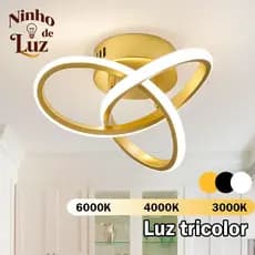 Lustre Luminária LED de Teto Design Moderno Luz 3 Cores para Iluminação da Sala de Jantar e Quarto（110-220V）