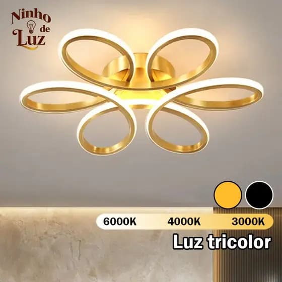 Plafon LED Moderno Lustre De Teto Flor Decorativo Econômico para Sala de Estar Quarto e Jantar（110-220V）