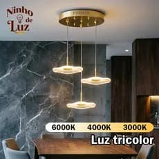 Lustre De Teto Pendente LED Moderno Estilo Folha Luxo para Pé Direito Duplo Escada Sala de Estar e Jantar(110-220V)