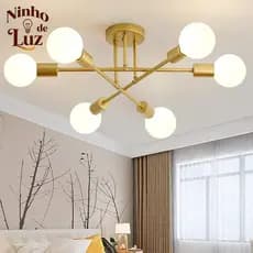 Plafon Lustre de Teto Moderno LED Dourado com Globos Estilo Molecular Usa Lâmpada E27 para Sala de Estar e Quarto110-220