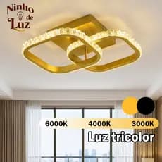 Plafon Luminária LED de Teto Moderna Minimalista com Faixa de Acrílico Luz Tricolor Ideal para Sala de Estar e Corredor