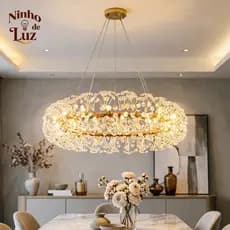 Lustre De Teto Pendente Dente De Leão Cristal Estilo Nórdico Luxo para Sala Quarto Bar e Restaurante