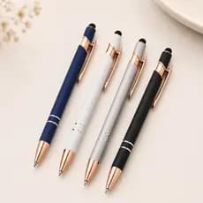 Caneta Esferográfica Metal Touch Screen - Esferográfica Azul, Escritório, Elegante, Acionamento Clique, Clean, Macia