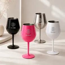 Taça Térmica Personalizada Multifuncional 350ml que Transforma em Copo - Base Emborrachada, Vinhos, Drinks