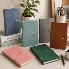 Caderno Fichário A5 6 Argolas 119 Folhas Reposicionáveis com Fecho Imantado - Caderno, Minimalista, Chique