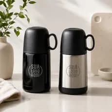 Garrafa Térmica Personalizada 230ml Inox com Tampa Que Vira Copo, Degradê, Antivazamento E Portátil