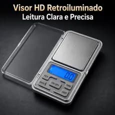 Balança Digital de Precisão 500g 0,1g, Mini Balança Joalheria com LCD Azul