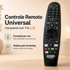Controle Remoto HY-355 para TV Smart LG com Voz, Air Mouse e Atalhos Netflix Prime Video