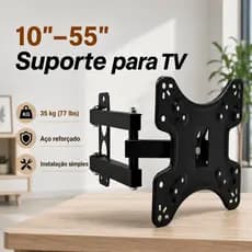 Suporte Articulado Para TV 10 a 55 Polegadas Até 35kg VESA Parede 1 Unidade