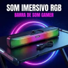 Caixa de Som Bluetooth 5.0 12W para PC Notebook e TV com RGB e Bateria 1800mAh