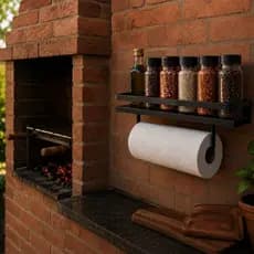 Porta Tempero Para Churrasco Suporte de Tempero O Churrasqueiro Mais Porta Papel Toalha Organizador