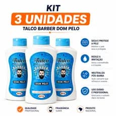 Kit 3Talco Mentolado Dom Pelo 200g Barbeiro Profissional Refinado
