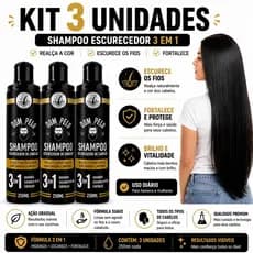 Kit 3 Shampoo Escurecedores Dom Pelo 250ml Reduz Fios Brancos -Dom Pelo Original