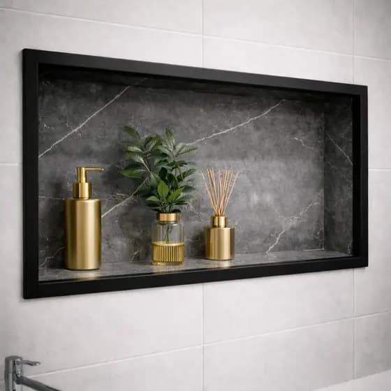 Nicho Porcelanato Cinza Calacata Marmorizado 60x30 Embutido Premium Banheiro