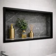 Nicho Porcelanato Cinza Calacata Marmorizado 60x30 Embutido Premium Banheiro