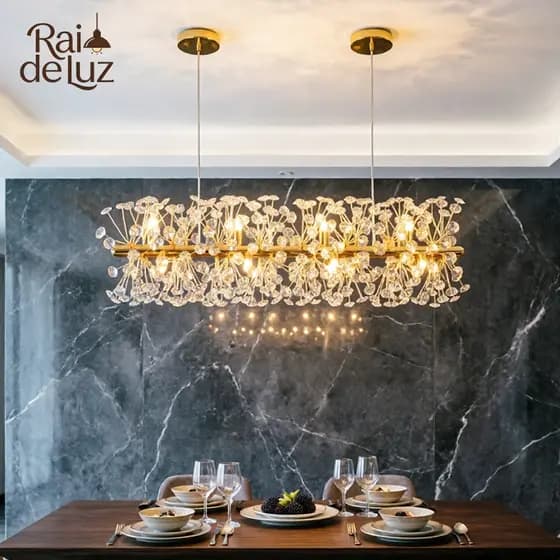 Lustre De Teto Cristal K9 Moderno Luxo Pendente Decorativo com Soquete G9 para Sala Estar e Jantar