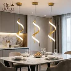Lustre De Teto Pendente LED Espiral Moderno Ajustável com Luz Decorativa para Sala Quarto e Cozinha（110-220V）