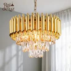 Lustre De Cristal Moderno Luxo Leve Pendente Decorativo com Lâmpada G9 para Sala Jantar e Sala