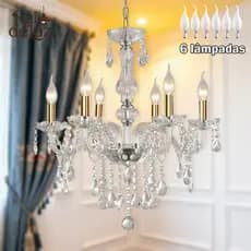 Lustre De Cristal LED Luxo com Lâmpadas Inclusas Ideal para Casamento Festa Sala de Estar e Jantar