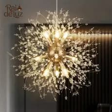 Lustre De Teto Cristal K9 8 Braços Luxo Moderno Luminária com Soquete G9 para Sala de Estar e Jantar