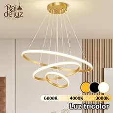 Luminária De Teto LED Moderna 3 Anéis com Altura Regulável para Sala Quarto e Cozinha Elegante（110-220V）