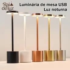 Abajur LED Moderno Recarregável USB com Toque para Quarto Bar Restaurante e Mesa Decorativa