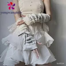 YONGWANG Y2K Luvas De Malha , Estilo Japonês Harajuku Bowknot Oversleeve , Gótico Longo JK Lolita Mangas De Braço