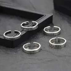 Save-se anel masculino vivendo na corrente índice dedo anel feminino moda simples imitação Thai prata inglês carta ajust