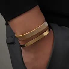 Pulseira masculina de aço malha de arame pulseira de aço inoxidável dois conjuntos moda All-Match jóias de aço titânio20