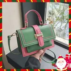 Bolsa Transversal Feminina Versátil para o Dia a Dia, com Design Moderno em Cores Contrastantes, Aba Quadrada Estilosa e