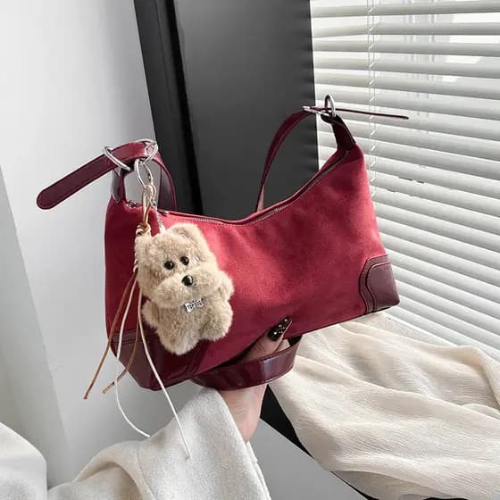 Outono inverno estilo ocidental All-Match Retro camurça bolsa feminina 2025 novo estilo Commuter ombro saco do mensageir