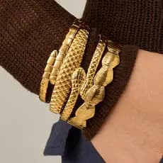 Pulseira de aço inoxidável banhada a ouro 18K pulseira aberta com cabeça de cobra dupla